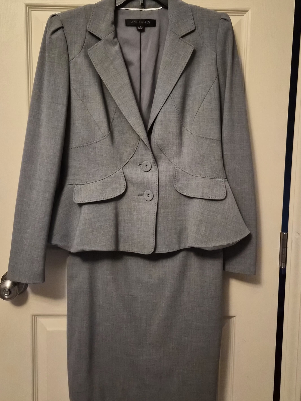 Anne Klein Light Gray Women's Blazer and Skirt Suit
